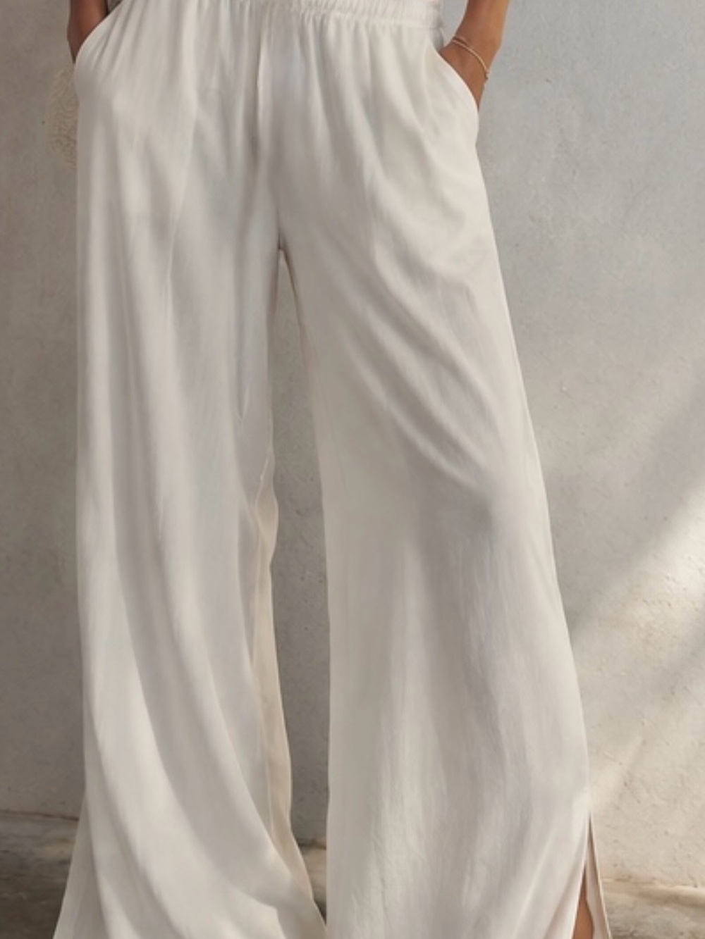 Women's Wide-Leg Cream Palazzo Pants